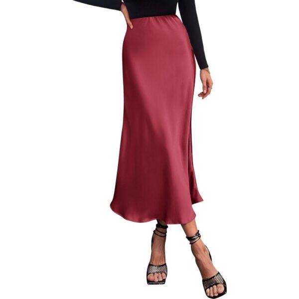 Women's Satin High Waist A‑Line Long Midi Skirt, 2026 Summer